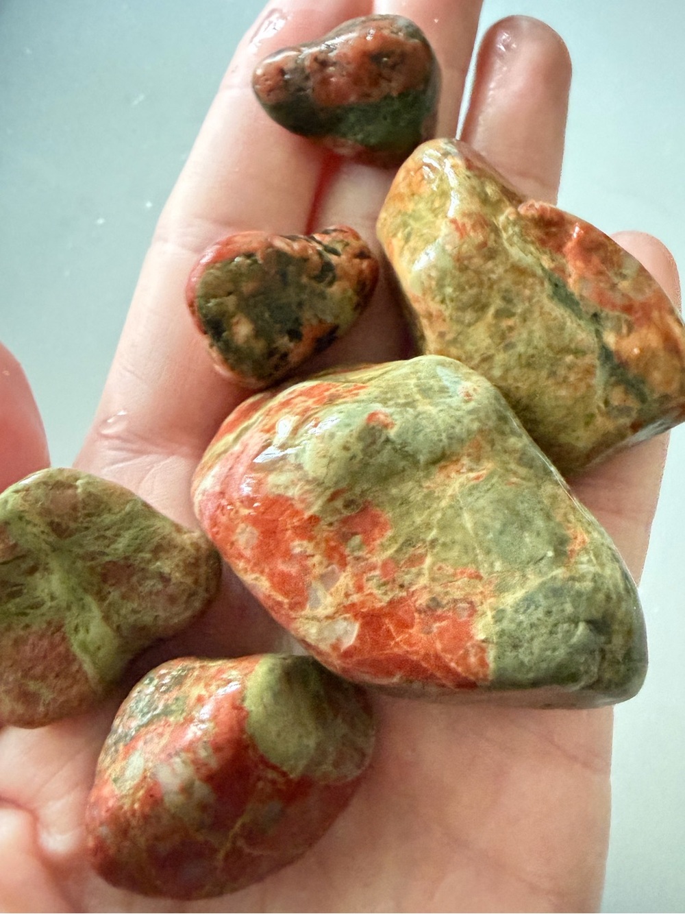 💚6 Lake Michigan Unakite Gemstones + 2 FREE Wishing Stones💚 ~1”-2”
